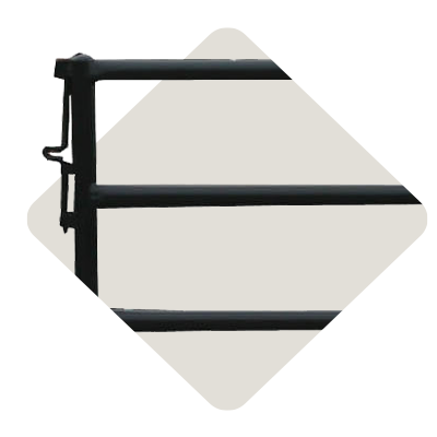 A black livestock panel fence.