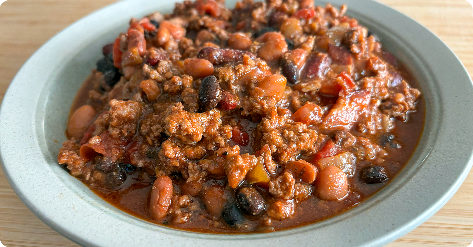 A bowl of Kindra's savory chili.
